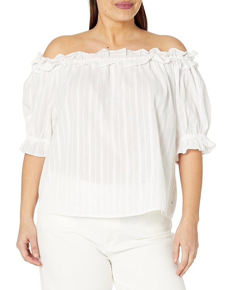 Women's Plus Ruffle Off The Shoulder Blouse White $10.20 Blouses