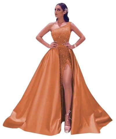 One Shoulder Prom Dresses Mermaid Sequin Ball Gowns Formal Evening Dress for Women,R39 Orange $47.25 Dresses