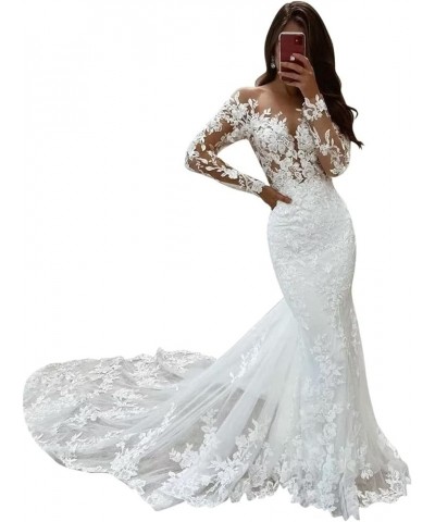 Mermaid Wedding Dress for Bridal 2024 Women's Lace Appliques Vintage V Neck Wedding Dresses Ball Gowns SYYS26 M-ivory $57.81 ...