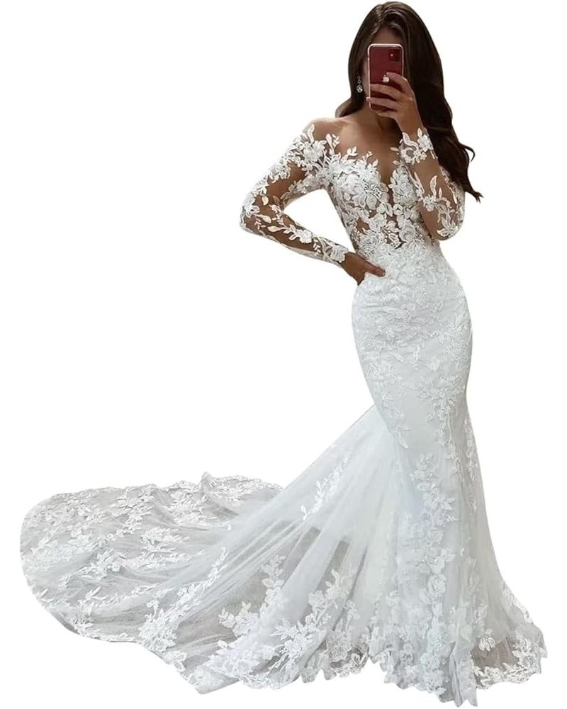 Mermaid Wedding Dress for Bridal 2024 Women's Lace Appliques Vintage V Neck Wedding Dresses Ball Gowns SYYS26 M-ivory $57.81 ...