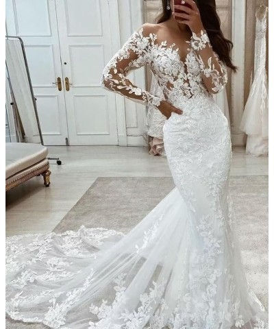 Mermaid Wedding Dress for Bridal 2024 Women's Lace Appliques Vintage V Neck Wedding Dresses Ball Gowns SYYS26 M-ivory $57.81 ...