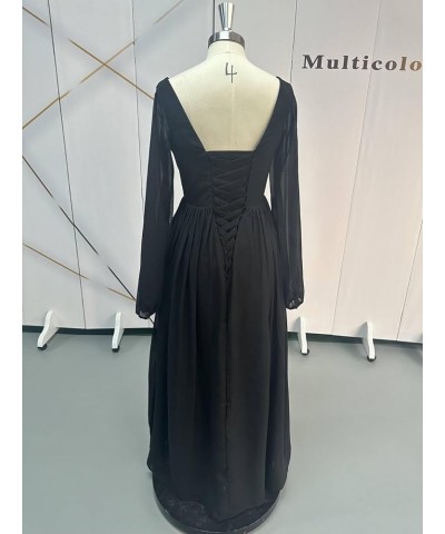 Long Sleeve Bridesmaid Dresses for Wedding A-Line Chiffon Formal Evening Gown with Slit Silver $24.20 Dresses