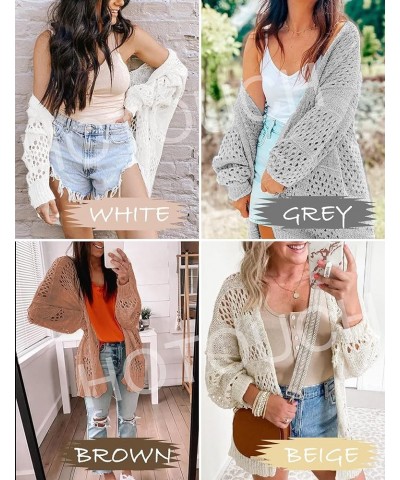 Lightweight Crochet Cardigan for Women Long Sleeve Open Front Knit Oversized Cardigans Sweaters Brown $21.27 Sweaters