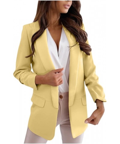 Blazer Jacket for Women 2024 Open Front Long Sleeve Casual Work Office Suit Coat Solid Lightweight Outwear with Pocket A-yell...