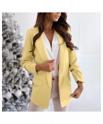 Blazer Jacket for Women 2024 Open Front Long Sleeve Casual Work Office Suit Coat Solid Lightweight Outwear with Pocket A-yell...