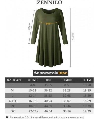 Women Casual Loose Fit Swing Flare Tunic Tops Basic Plus Size Flowy Shirt Army Green &Long $8.84 Tops