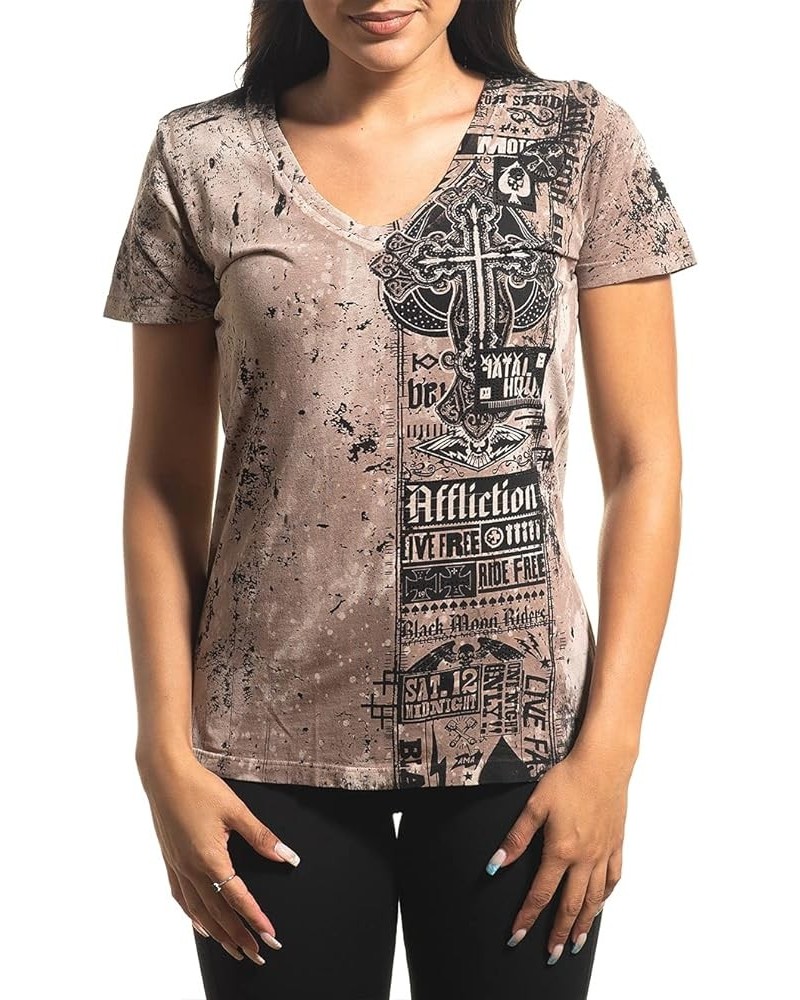 Womens V Neck T Shirts Tops for Women with V-Neck. Taupe $30.78 Tops