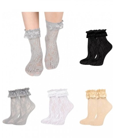 Benefeex Sox Womens Sheer Lace Loose Socks Decorated Mesh Slouch Socks Transparent See Through Clear Tulle Socks Gifts 4 Pair...