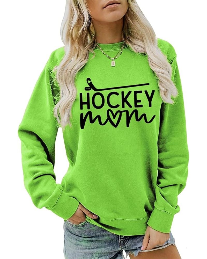 Hockey Mom Sweatshirt Ice Hockey Graphic Sweatshirt Women Long Sleeve Crewneck Sport Mama Game Day Pullover Tops B-green $14....