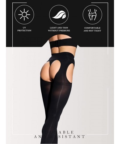 Suspender Tights for Women Plus Size Garter Belt White Control Top Pantyhose Black $8.24 Socks