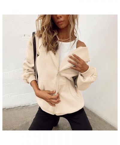 Women's Black Zip Up Hoodie Cute Y2K Fall Sweatshirt Oversized Jacket with Drawstring for Teen Girls Clothing C-khaki $5.89 H...