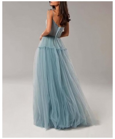 2024 Tulle Prom Dresses for Women Spaghetti Straps Ball Gown Cowl Neck Long Formal Evening Party Gowns Royal Blue $30.55 Dresses