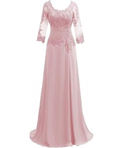 Lace Applique Mother of The Bride Dresses for Wedding 2024 Long Chiffon Mother of The Groom Dress with Long Sleeves Blush $48...