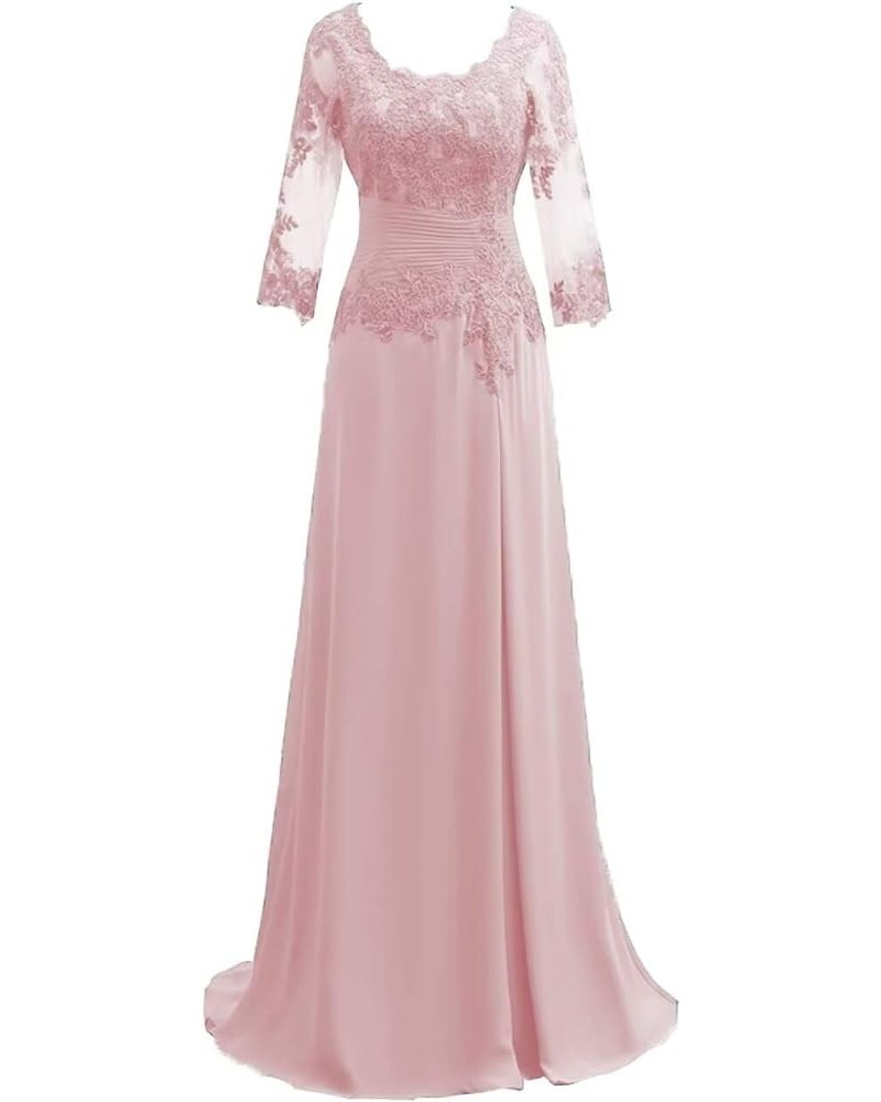 Lace Applique Mother of The Bride Dresses for Wedding 2024 Long Chiffon Mother of The Groom Dress with Long Sleeves Blush $48...