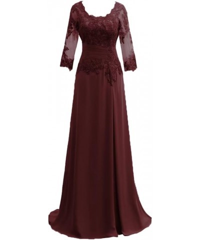 Lace Applique Mother of The Bride Dresses for Wedding 2024 Long Chiffon Mother of The Groom Dress with Long Sleeves Blush $48...