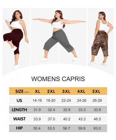 Plus Size Capri Pants for Women Loose Fit Yoga Pants with Pockets Workout Activewear Sweatpants Wine Red $12.50 Pants