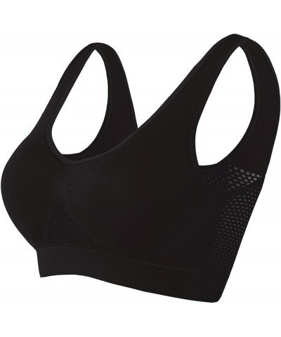 Womens Sports Bras Breathable Seamless High Support Workout Bras Plus Size Wireless Padded Soft Thin Yoga Bras 2 Black $5.72 ...