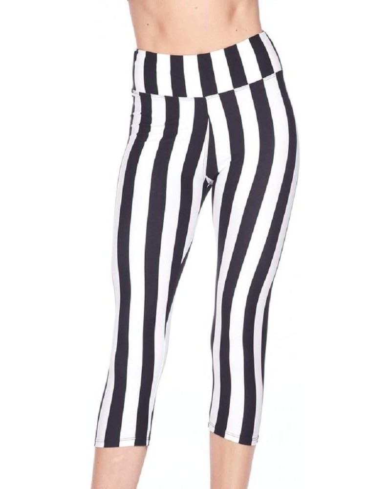 Woman Super Soft Long and Capri Leggings Vertical Stripe Print $10.89 Leggings