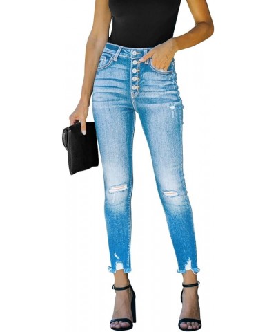 Women's High Waisted Ripped Skinny Jeans Distressed Slim Fit Stretchy Denim Pants Blue $14.08 Jeans