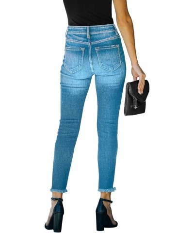 Women's High Waisted Ripped Skinny Jeans Distressed Slim Fit Stretchy Denim Pants Blue $14.08 Jeans