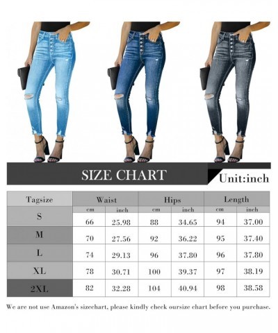 Women's High Waisted Ripped Skinny Jeans Distressed Slim Fit Stretchy Denim Pants Blue $14.08 Jeans