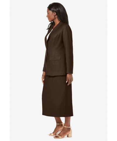 Women's Plus Size Two Piece Single Breasted Jacket Skirt Suit Set Rich Burgundy Classic Grid $37.95 Suits