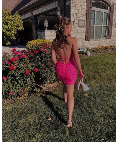 Sequin Lace Tight Homecoming Dresses for Teens Spaghetti Straps V Neck Short Prom Dress Mini Cocktail Gown Yellow-b $23.10 Dr...