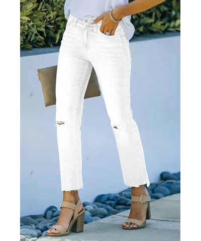 Womens Flare Jeans Classic Stretch Raw Hem Flare Bell Bottom Denim Jeans Pants B-white $19.60 Jeans