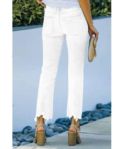 Womens Flare Jeans Classic Stretch Raw Hem Flare Bell Bottom Denim Jeans Pants B-white $19.60 Jeans