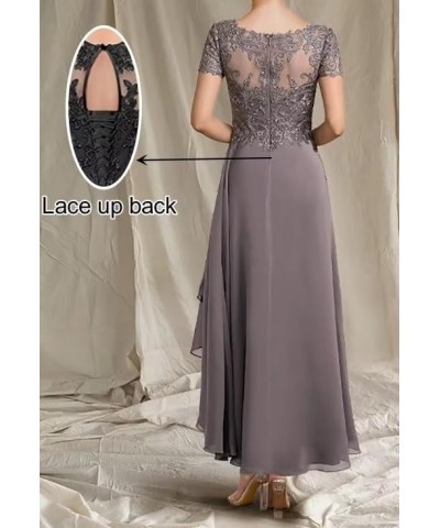 Lace Appliques Mother of The Bride Dresses V Neck A Line Formal Dresses Tea Length Chiffon Mother of The Groom Dresses Lavend...