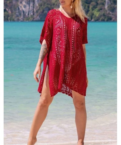 Swimsuit Cover Ups for Women V Neck Loose Beach Bathing Suit Cover Up Red 78 $14.99 Swimsuits