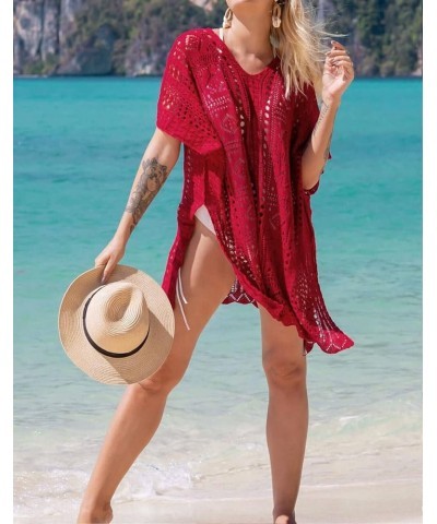 Swimsuit Cover Ups for Women V Neck Loose Beach Bathing Suit Cover Up Red 78 $14.99 Swimsuits