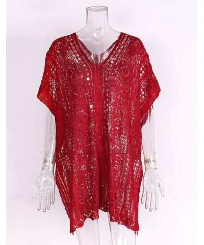 Swimsuit Cover Ups for Women V Neck Loose Beach Bathing Suit Cover Up Red 78 $14.99 Swimsuits