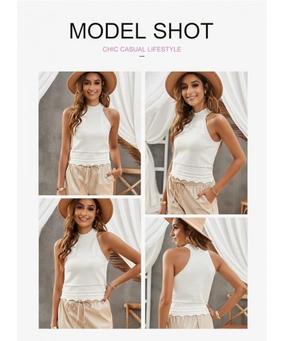 Womens Tank Tops Summer Ribbed Knit Racerback High Neck Halter Crop Tops Blouses Sleeveless Slim Basic Cami Shirts White $13....