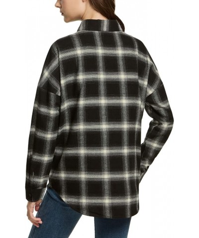 Women's Plaid Flannel Shirt Long Sleeve, All-Cotton Soft Brushed Casual Button Down Shirts Loose Fit Black Ombre $17.49 Blouses