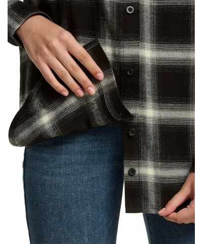 Women's Plaid Flannel Shirt Long Sleeve, All-Cotton Soft Brushed Casual Button Down Shirts Loose Fit Black Ombre $17.49 Blouses