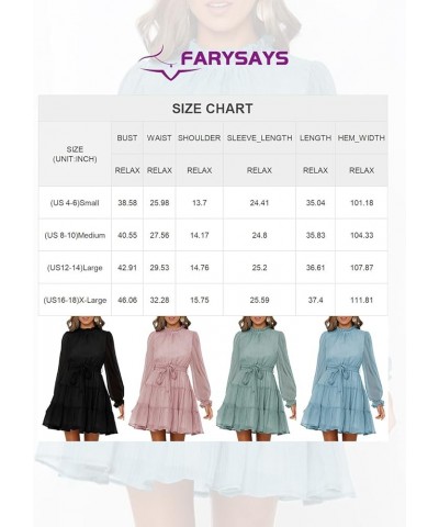 Women's Dresses for Women 2023 Long Sleeve Ruffle Waist Tie Casual Tiered A Line Mini Swing Dress Pink 1010 $18.85 Dresses