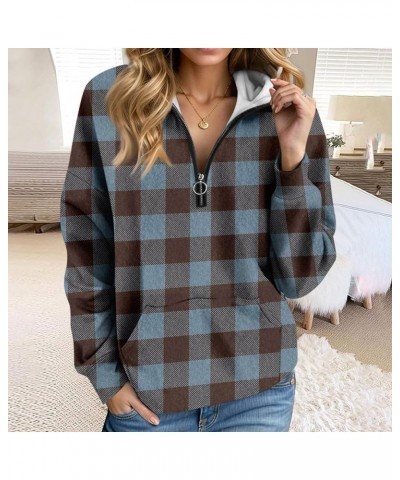 Hoodies for Women Fashion Print Long Sleeve Loose Half Zippered Hoodie with Pocket 1-brown $12.40 Hoodies & Sweatshirts