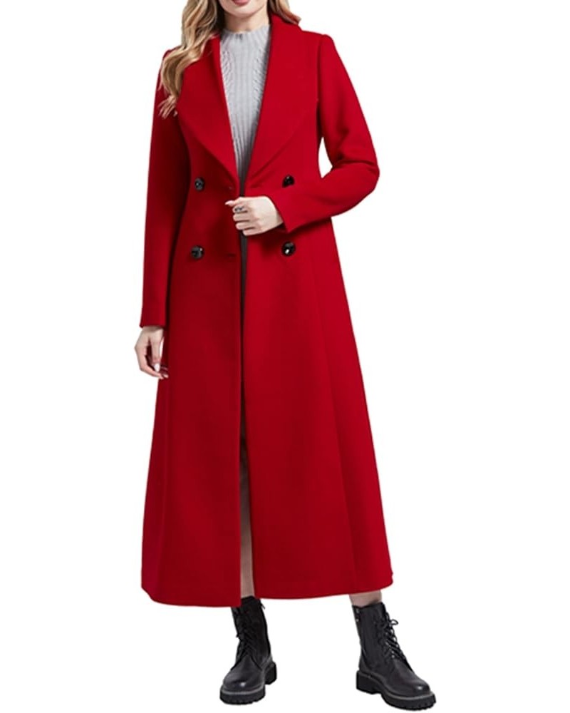 women red charming wool jacket Long Trench Coat Woolen coat Red Long- Style 2 $73.08 Coats