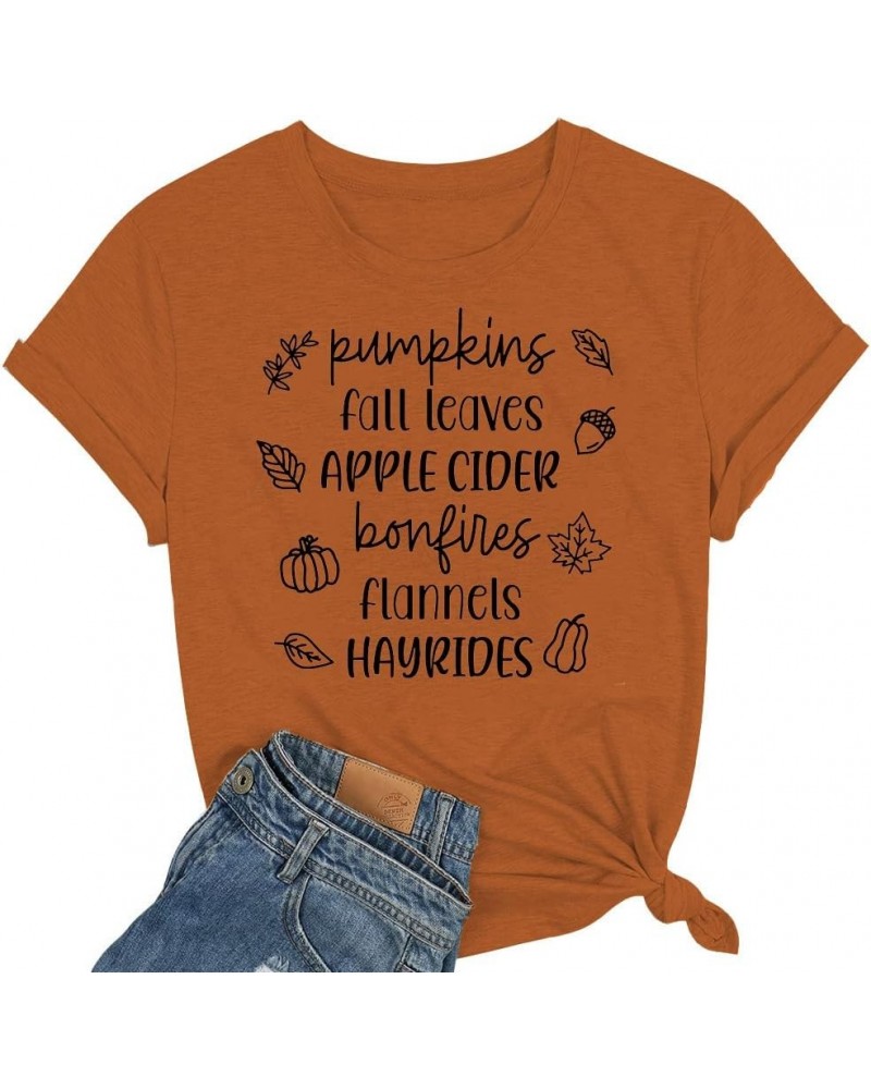 Halloween Costumes for Women Funny Pumpkin Printed Cute T Shirts Orange Graphic Tops Fall Tee Fashion Gift Brown41 $8.39 Others