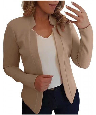 Blazers for Women Business Casual Coats Plus Size Corpped Jacket Solid Open Front Cardigan Work Long Sleeve Outerwear A01-cof...