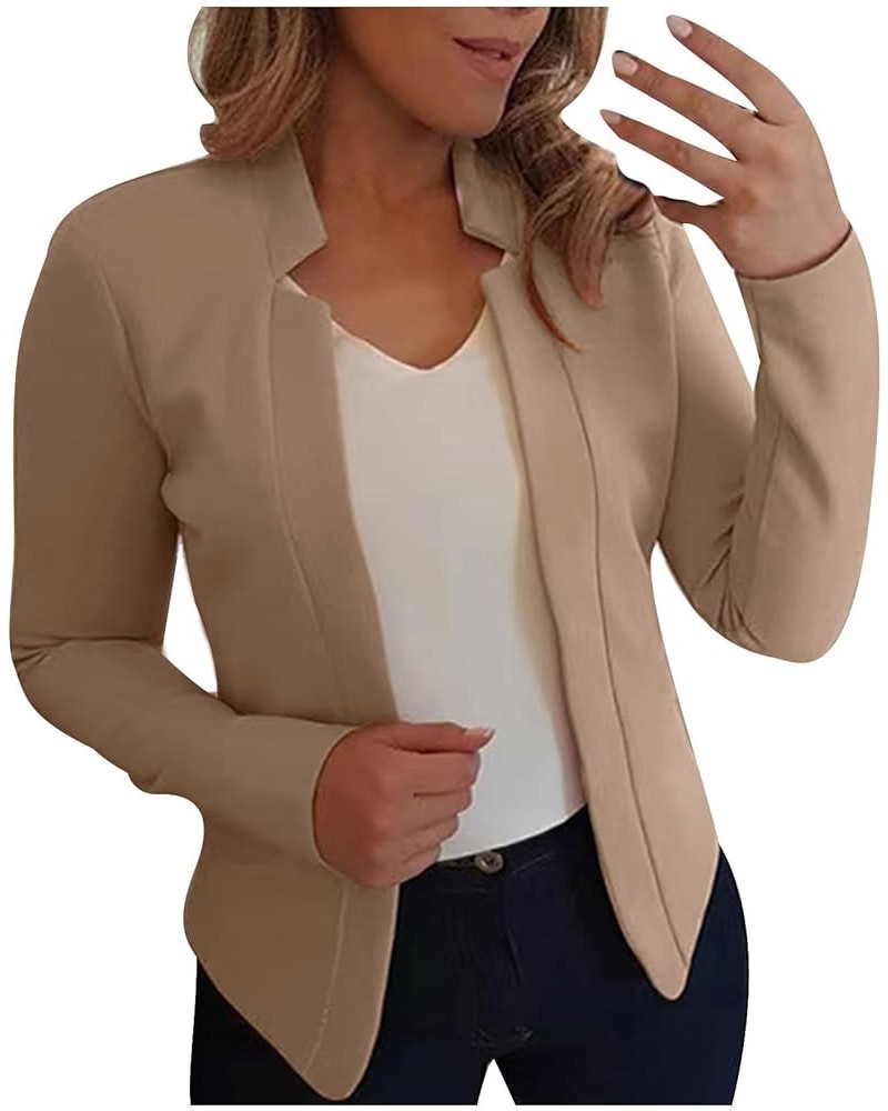 Blazers for Women Business Casual Coats Plus Size Corpped Jacket Solid Open Front Cardigan Work Long Sleeve Outerwear A01-cof...