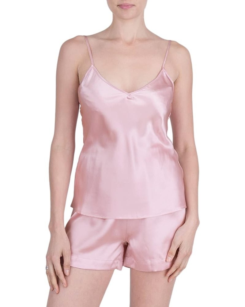 Women's Luxury Silk Sleepwear 100% Silk Camisole and Shorts Lingerie Set Solid Winter Rose $34.44 Sleep & Lounge