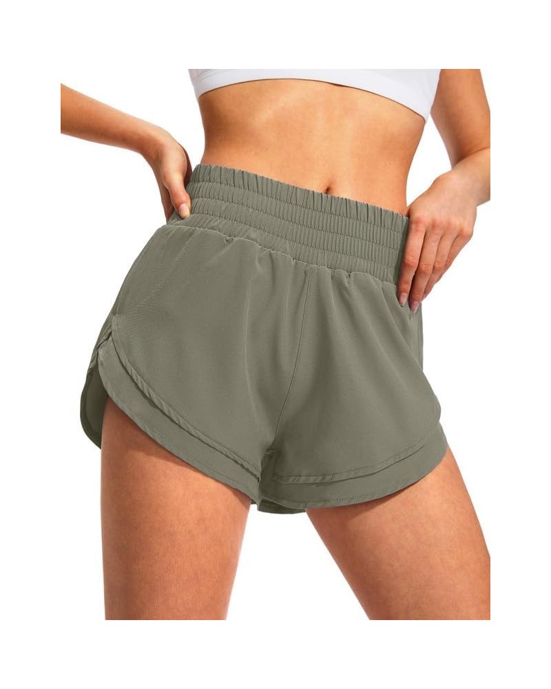 Women's High Waisted Running Shorts with Zip Pockets Mesh Liner 2.5" Workout Gym Athletic Shorts for Women Grey Sage $15.39 A...