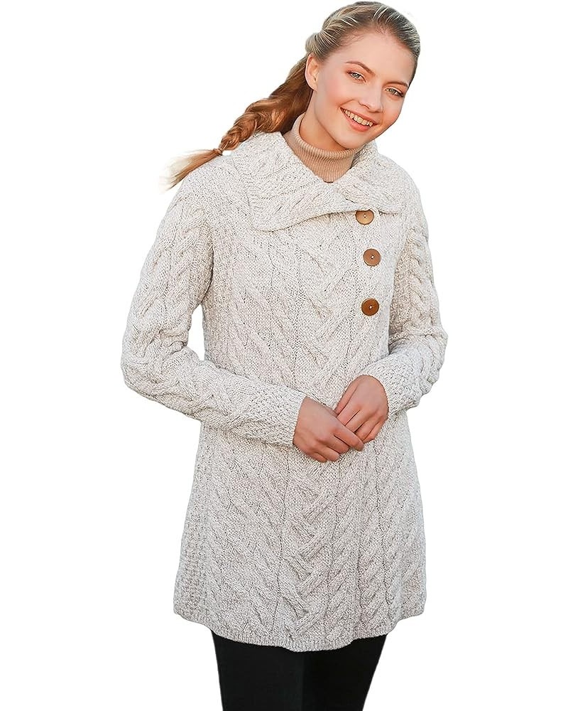 Irish Cardigan for Women Supersoft Merino Wool Long Sweater Jacket Made in Ireland Natural $33.57 Sweaters