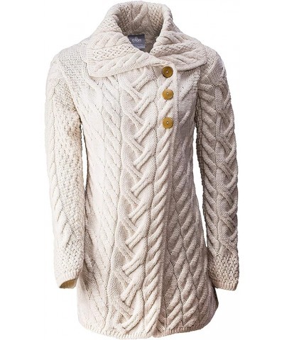 Irish Cardigan for Women Supersoft Merino Wool Long Sweater Jacket Made in Ireland Natural $33.57 Sweaters