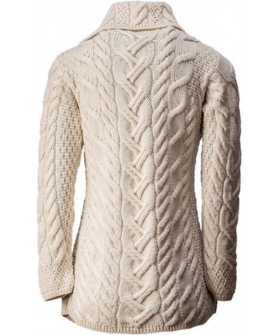 Irish Cardigan for Women Supersoft Merino Wool Long Sweater Jacket Made in Ireland Natural $33.57 Sweaters