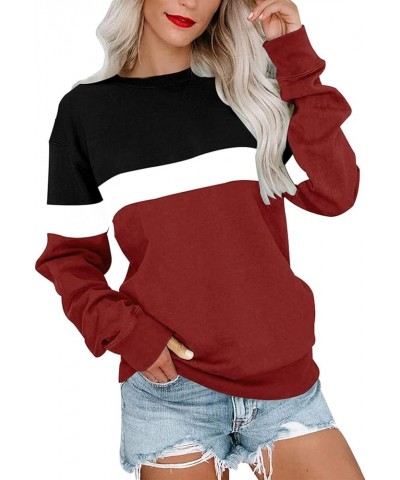 Womens Casual Crewneck Sweatshirt Long Sleeve Solid Color Shirt Soft Lightweight Loose Top Fall Clothes C-g $10.30 Hoodies & ...