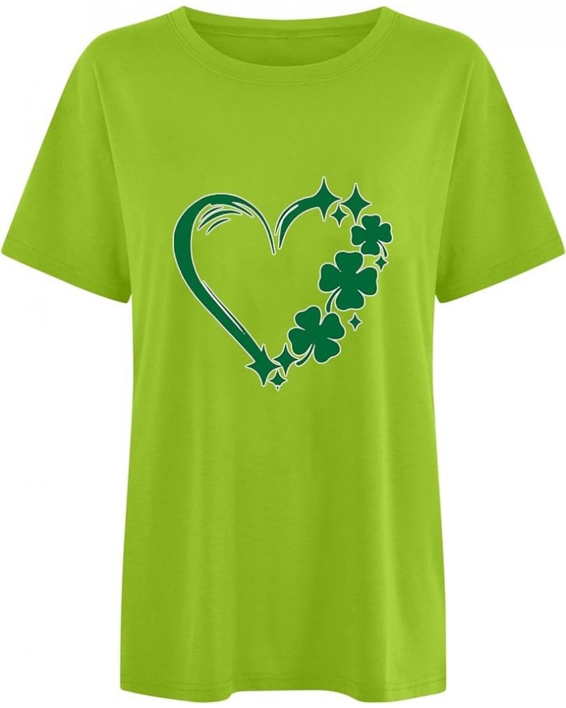 St. Patrick's Day Shirts for Women Shamrock Graphic Tees Short Sleeve Round Neck Blouses Casual Loose Fit T-Shirt T12mint Gre...