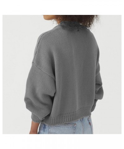 Cardigan Sweater V-Neck Button Down Sweater Winter Spring Long Sleeve Crochet Plain Outfits for Women Stylish T-994 Gray $10....